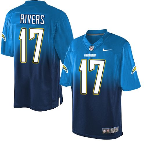 Men's Elite Philip Rivers Nike Jersey Electric Blue/Navy - #17 Fadeaway NFL Los Angeles Chargers